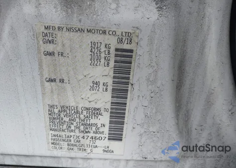 2018 Nissan Altima 2.5 S z USA, uszkodzony, nr VIN 1N4AL3AP7JC474607